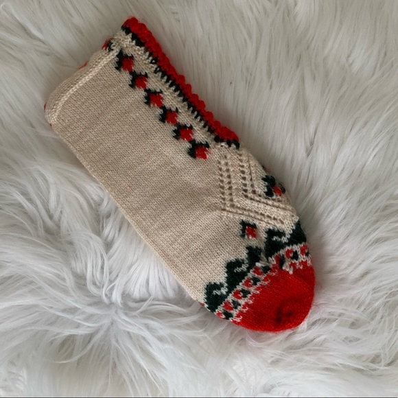 Hand Knit Wool Sock Bootie Slippers Handmade - Picture 5 of 5